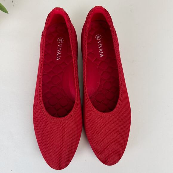 Vivaia Lightweight Almond Toe Ballet Flats Ruby Red Comfort Shoe EU 38.5 US 7.5‎ - Picture 3 of 9